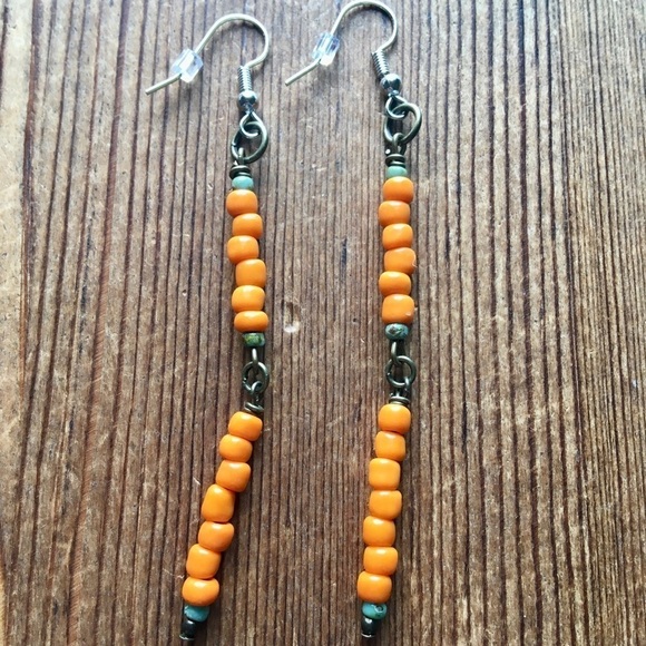 Ladies Long Beaded Dangle Earrings, Handmade Ladies Earrings - Picture 1 of 5
